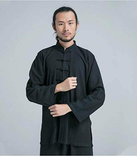 UGUHU Tai Chi Uniforme Ropa - Artes Marciales Conjuntos Chino Tradicional Hombres Mujeres Ropa Shaolin Kung Fu Wing Chun Taekwondo Ropa de Entrenamiento, Negro-S