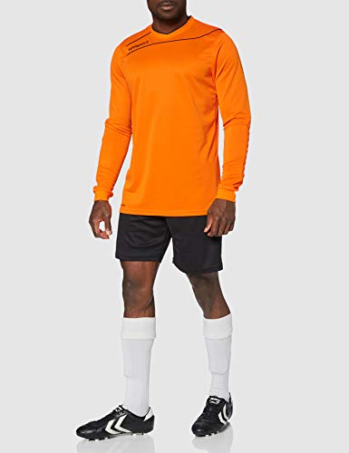 uhlsport Camiseta Strema 3, 0 para Hombre/Jersey Manga Larga/Portero Acolchado, Azul/Amarillo Flúor, L, Naranja/Negro