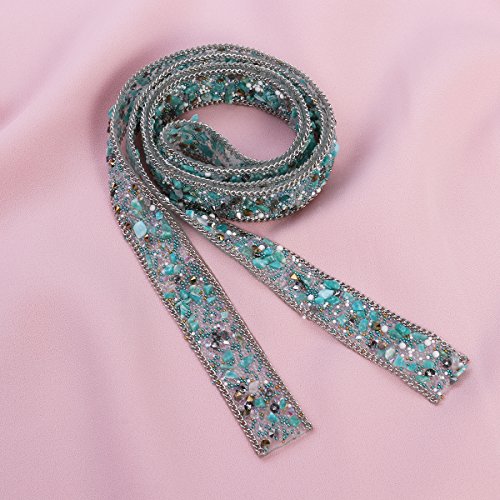 ULTNICE Crystal Rhinestone Dress Sash Belt DIY sombreros adornos 1m (verde claro)