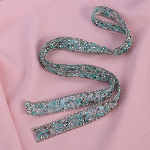 ULTNICE Crystal Rhinestone Dress Sash Belt DIY sombreros adornos 1m (verde claro)