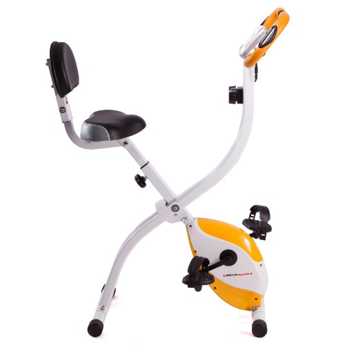 Ultrasport F-Bike 200B Bicicleta estática con sensores de pulso de mano, con respaldo, plegable, Color Naranja