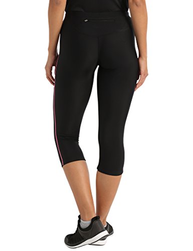 Ultrasport, Pantalones deportivos 3/4 para Mujer, Negro/Neon Rosa, M