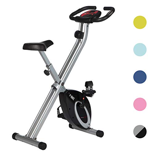 Ultrasport Unisex F-Bike Advanced, pantalla LCD, entrenador casero plegable, niveles de resistencia ajustables, con sensores de pulso de mano, entrenador de bicicleta plegable, para atletas y mayores