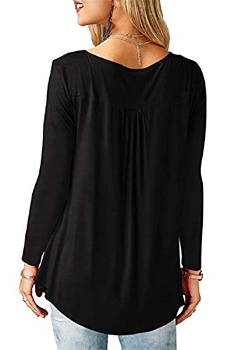 UMIPUBO Bluas de Mujer Camisa Algodón Blusa Mujer Elegante Manga Corta Camisa Suelta Mujer Casual Verano Shirts (Negro-1, L)