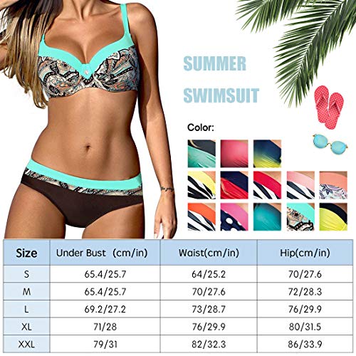 UMIPUBO Mujer Bikini Push-Up Acolchado Bra Trajes de Baño Tops y Braguitas Bikini Sets (ES 44, Estilo1:Azul)