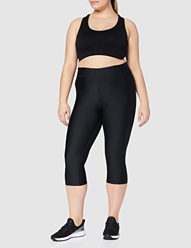 Under Armour Heatgear Armour Capri Pantalones Deportivos para Mujeres, Pantalones Transpirables, Mallas Deportivas Muy Ligeras con Corte de compresión, Black/Black/Metallic Silver (001), SM