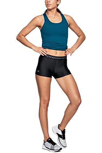 Under Armour Heatgear Armour Shorty, Mallas de Deporte de Mujer Mujer, Negro (Black/Black/Metallic Silver), L