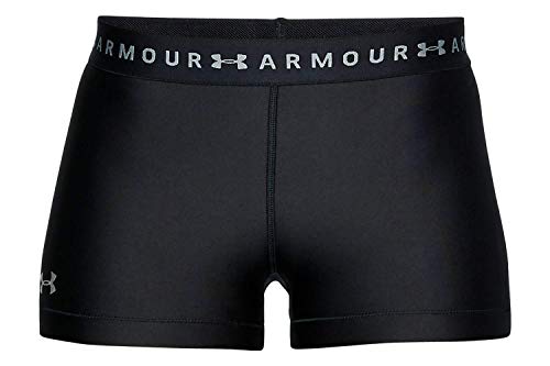 Under Armour Heatgear Armour Shorty, Mallas de Deporte de Mujer Mujer, Negro (Black/Black/Metallic Silver), L