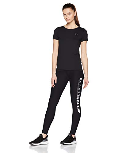 Under Armour Heatgear Graphic Leggings, Mujer, Negro (Black/White/Metallic Silver 001), M