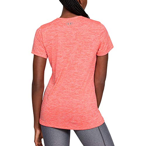 Under Armour TechV Twist Gym T-Shirt Camiseta Transpirable de Manga Corta para Correr, Ultraligera Camiseta de Manga Corta de Corte Suelto, Mujer, Rojo, XS