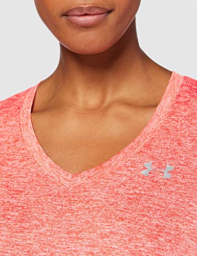 Under Armour TechV Twist Gym T-Shirt Camiseta Transpirable de Manga Corta para Correr, Ultraligera Camiseta de Manga Corta de Corte Suelto, Mujer, Rojo, XS