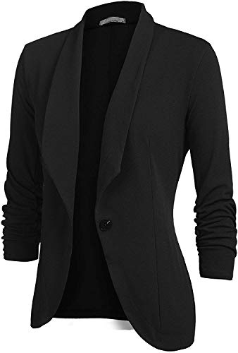 Uni-Wert Blazer Mujer Chaqueta de Traje Slim Fit Elegante Casual Oficina Negocios Outwear Solapa Manga 3/4 Chaqueta de Traje para Mujer