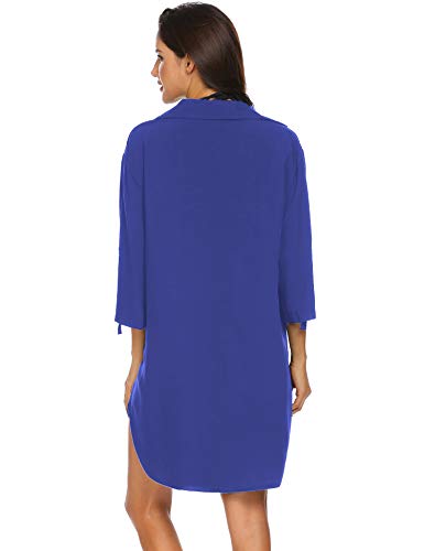 Unibelle Vestido de playa para mujer, para cubrir el bikini, poncho de playa, traje de baño de verano Snorkel Blue L