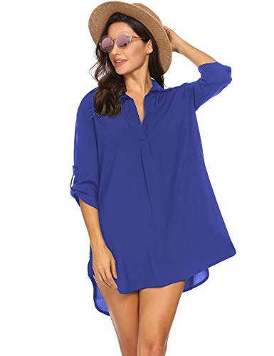 Unibelle Vestido de playa para mujer, para cubrir el bikini, poncho de playa, traje de baño de verano Snorkel Blue L