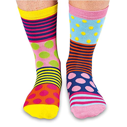 United Oddsocks - Caja De Regalo 6 x Calcetínes Coloridos (Polka Face) Para Mujeres EU 37-42