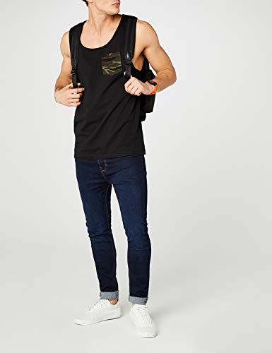 Urban Classics Contrast Pocket Jersey Big Tank Camiseta sin Mangas, Multicolor (blk/woodcamo 565), Large para Hombre