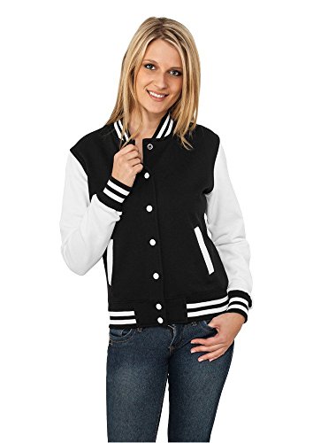 Urban Classics Ladies 2-tone College Sweatjacket, Sudadera Mujer, Multicolor (Blk/Wht), Small (Talla del fabricante: Small)