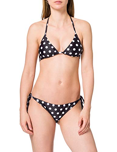 Urban Classics Ladies Pattern Bikini Juego, Lunares Negros, XS para Mujer