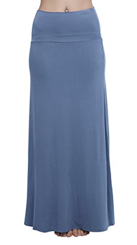 Urban GoCo Mujeres Falda Larga para Yoga Danza Casual Alta Cintura Bodycon Elástico Falda Maxi Azul grisáceo L