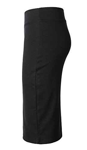 Urban GoCo Mujeres Falda Midi Lápiz Cintura Alta Elasticidad Bodycon Tubo Falda Oficina Negro S