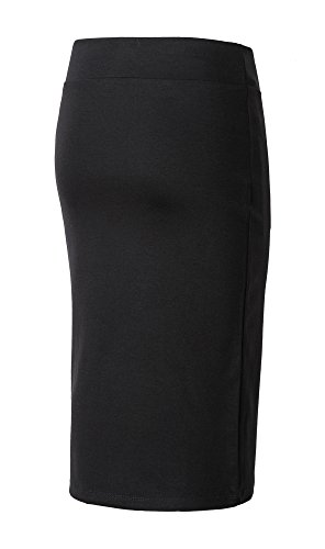 Urban GoCo Mujeres Falda Midi Lápiz Cintura Alta Elasticidad Bodycon Tubo Falda Oficina Negro S