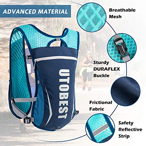 UTOBEST Mochila Running Hidratacion Ligero 5L Mochilas Trail Running para Correr Senderismo Ciclismo Camping Maratón Hombre Mujer(Azul)