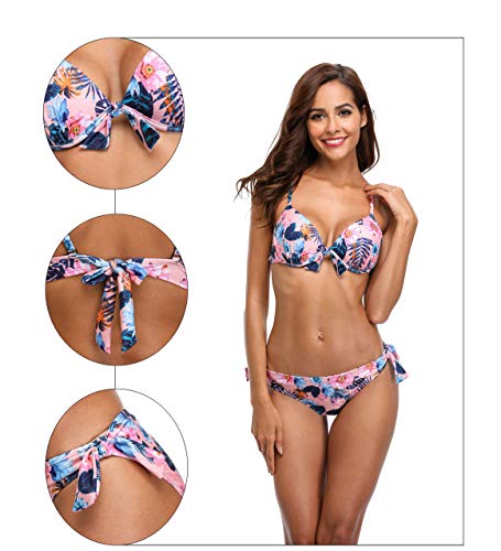 V FOR CITY Bikini para mujer, con aros push-up, tribal, dos piezas Rosa. XXL
