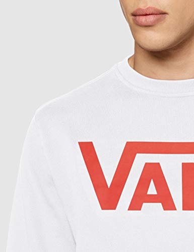 Vans Classic Crew II Sudadera, Blanco (White/Racing Red Ksf), X-Small para Hombre