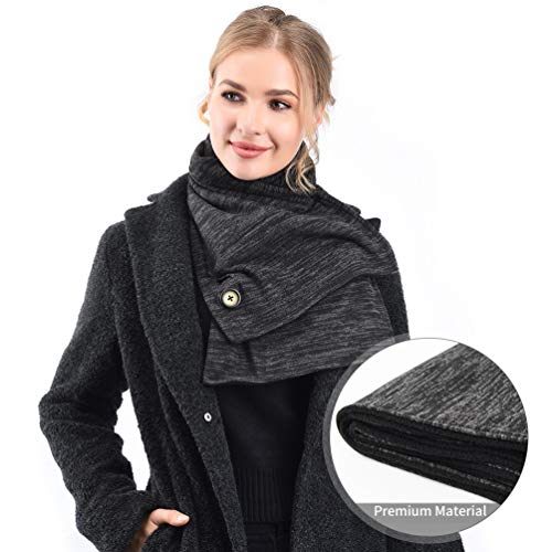 VBIGER Hombres y Mujeres Bufanda Invierno Grueso Cálido Otoño bufanda de Invierno Paño con 2 Bolsillos con Cremallera Gris