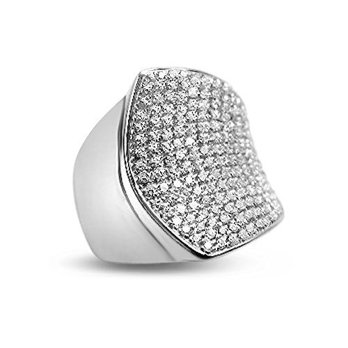 Velini, anillo de neopreno para mujer R6144, 925 de plata de ley, pendientes con juego de accesorios para ajuste micro, AAA 212 circonitas cúbicas piedras de calidad