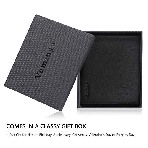 Vemingo Cartera para Hombre con Clip,Monedero con RFID Bloqueo para Tarjetas de Crédito Portamonedas Ligeros para Hombre/Adolescente (Xb-045 Negro)