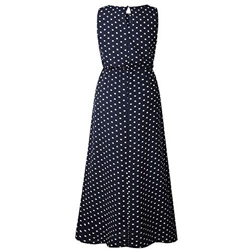 VEMOW Faldas Mujer Vestido De Playa Sin Mangas con Estampado De Puntos De Verano Casual para Mujer Faldas(U Navy,M)