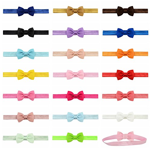 Vendas del Pelo de la Venda de Las Muchachas del bebé del Bowknot de la Cinta del Grosgrain Stretch para los niños pequeños 20pcs …