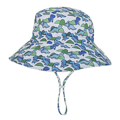 Verano bebé Sombrero para el Sol niños Gorra niños Unisex Playa niñas Sombreros de Cubo Dibujos Animados Infantil protección UV -Blue seahorse-1-6-36 Months Baby