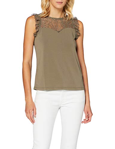 Vero Moda VMALBERTA Sweetheart Lace S/L Top Noos Blusa, Verde Oscuro, XS para Mujer