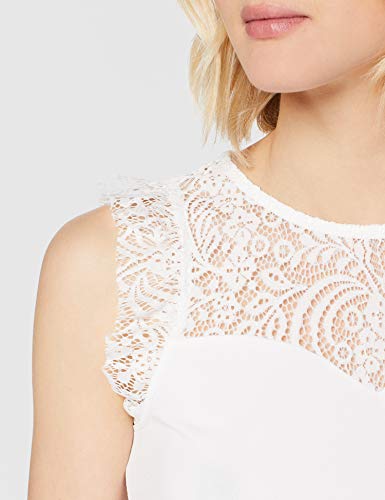 Vero Moda VMALBERTA Sweetheart Lace S/L Top Noos Camiseta sin Mangas, Blanco (Snow White Snow White), Mujer