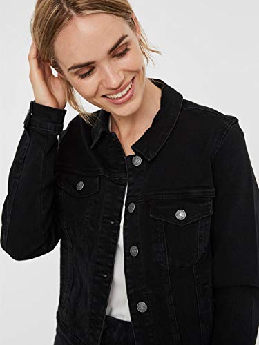 Vero Moda Vmhot SOYA LS Denim Jacket Mix Noos Chaqueta, Negro (Black Black), 40 (Talla del Fabricante: Medium) para Mujer