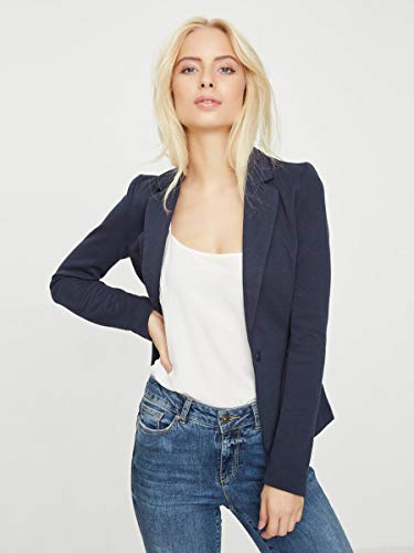 VERO MODA VMJULIA LS BLAZER DNM NOOS, Chaqueta de traje Mujer, Azul (Total Eclipse), 34