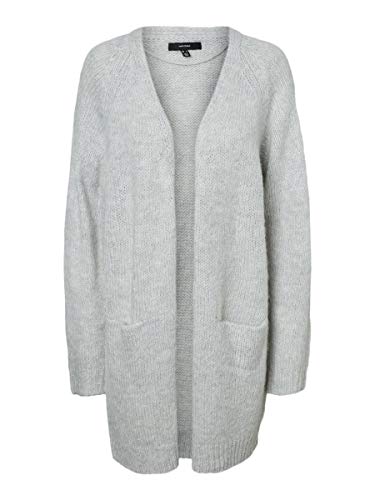 Vero Moda VMNOMA LS O-Neck Cardigan Noos Chaqueta Punto, Gris Claro, M para Mujer