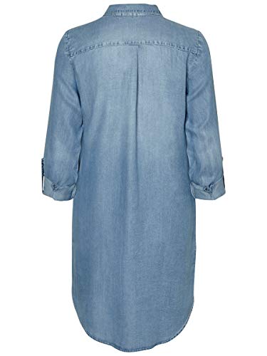 Vero Moda Vmsilla LS Short Dress Lt Bl Noos Ga Vestido, Azul (Light Blue Denim Light Blue Denim), 38 (Talla del Fabricante: Small) para Mujer