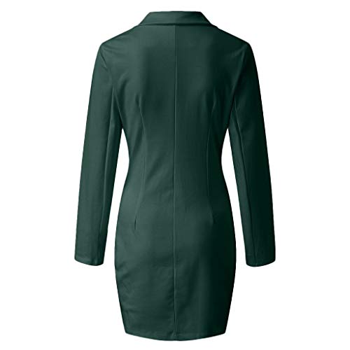 Vestidos Chaquetas SUNNSEAN Traje de Vestir Formal Ropa Vestido Largo Estilo Militar con Botones Cruzados Vestidos Chaquetas Manga Larga para Mujer Vestido de Oficina (XXL, Verde)