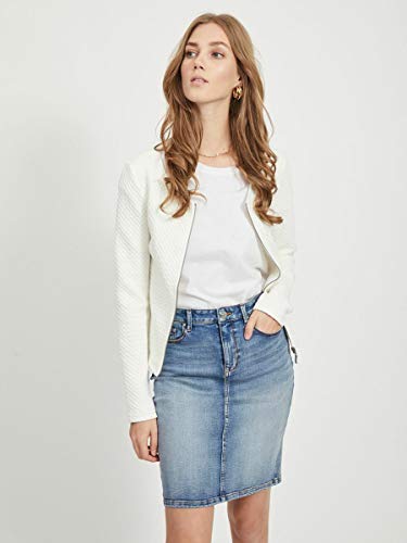 Vila Clothes Vinaja New Short Jacket-Noos Chaqueta de Traje, Blanco (Snow White Snow White), 34 (Talla del Fabricante: X-Small) para Mujer