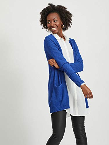 Vila VIRIL L/S Open Knit Cardigan-Noos Suéter, Azul Mazarine Detalle: Melange, S para Mujer