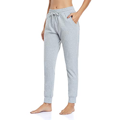 Vimbloom Pantalón Chándal Mujer Pantalones Deportivos Largos Pantalones Jogging Algodón Elastica con Bolsillos para Correr Jogger Casual Fitness VI946 (Gris, M)