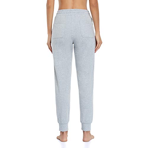 Vimbloom Pantalón Chándal Mujer Pantalones Deportivos Largos Pantalones Jogging Algodón Elastica con Bolsillos para Correr Jogger Casual Fitness VI946 (Gris, M)