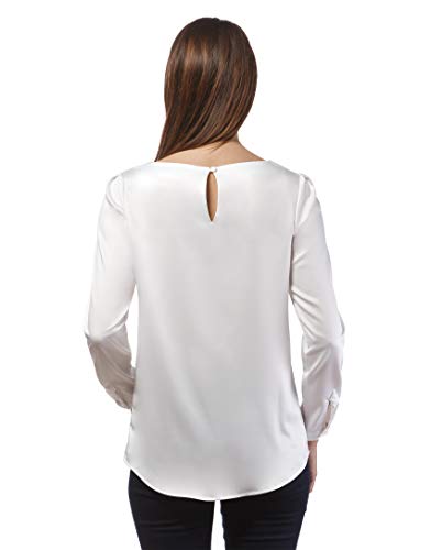 Vincenzo Boretti Blusa, Ajuste Ligeramente Entallado, Cuello Barco Blanco M