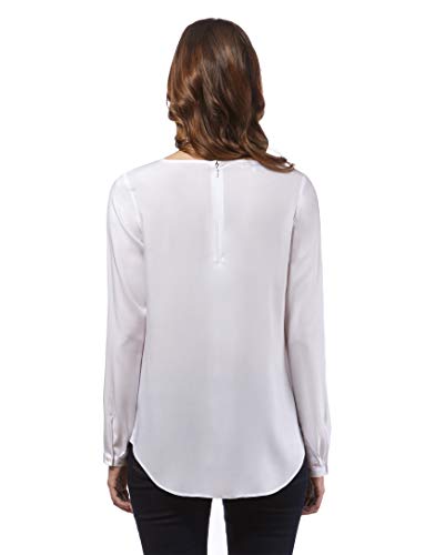 Vincenzo Boretti Blusa, Corte Recto, Cuello Barco Blanco XL