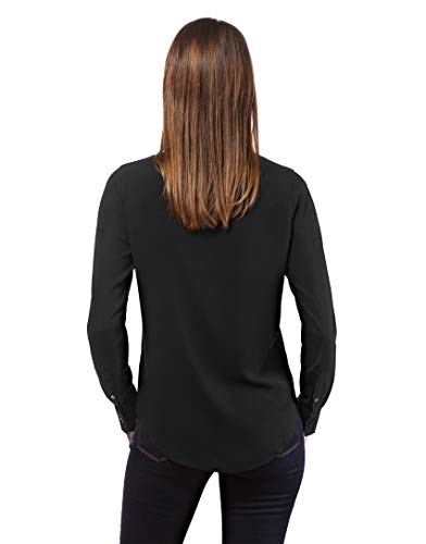 Vincenzo Boretti Blusa, Corte Recto, Cuello de la Camisa Negro XL