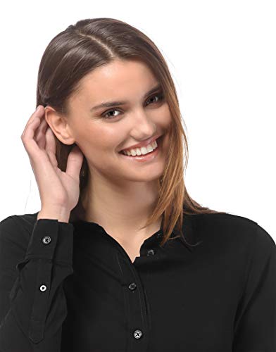 Vincenzo Boretti Blusa, Corte Recto, Cuello de la Camisa Negro XL