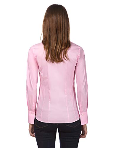 Vincenzo Boretti Camisa de Mujer Elegante y clásica, Ajustada Entallado (Slim-fit), Mezcla de algodón, Ligeramente elástica, Manga-Larga, Cuello Kent, Lisa - fácil de Planchar Rosa Oscuro 40